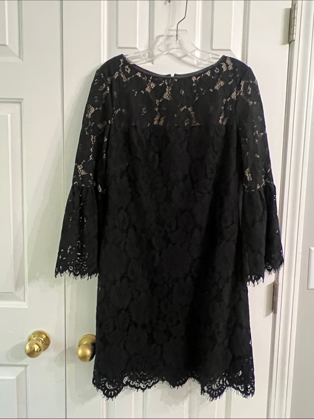 Ralph Lauren Black Lace Bell-Sleeve Shift Dress